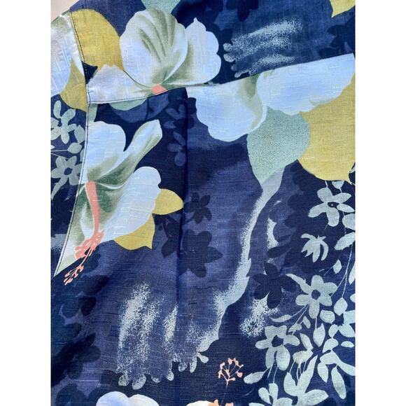 TOMMY Bahama 100% Silk Blue Floral Button Front Polo Shirt Mens Size LARGE - Picture 5 of 6